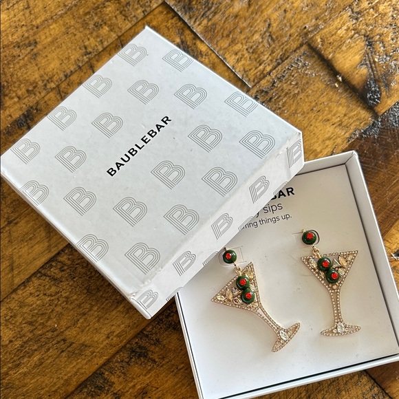 New BaubleBar Martini Earrings - Gold and Red - Picture 2 of 4